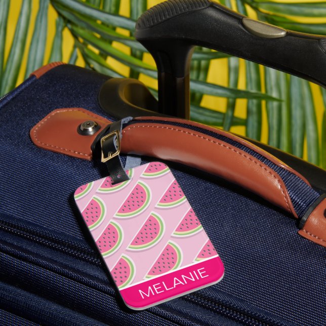 Étiquette À Bagage Cute Pink Watermelon Motif personnalisé (Insitu Rectoal 1)