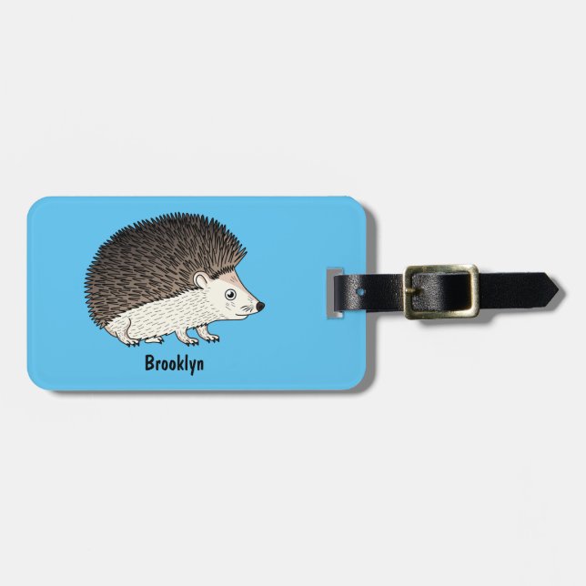 Étiquette À Bagage Cute prickly hedgehog cartoon (Devant horizontal)