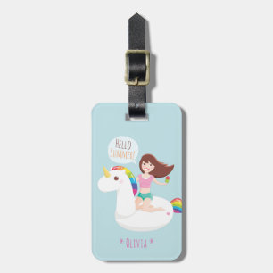 Étiquette À Bagage Cute Rainbow Unicorn Pool Flotte personnalisée