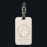 Étiquette À Bagage Cute Unicorn Floral Wreath Blush Pink Nom personna<br><div class="desc">Cette étiquette à bagages élégante personnalisée présente une jolie illustration d'une licorne et d'une couronne florale en rose vif. Personnalisez-le avec votre nom en écriture cursive script. Super idée cadeau !</div>