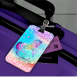Étiquette À Bagage Cute unicorn rose Parties scintillant arc-en-ciel<br><div class="desc">Parties scintillant rose unicorne mignonne arc-en-ciel aqua monogramme étiquette bagages. Magnifique, moderne et cool pour le brancheur tendance et amateur d'art. Ce design élégant et sophistiqué conviendra aux filles qui aiment les designs brillants et classe. Montrez votre style personnel, regardez à la mode, tendance et se sentir élégant et Voyage...</div>