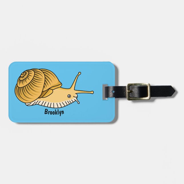 Étiquette À Bagage Cute yellow snail cartoon (Devant horizontal)
