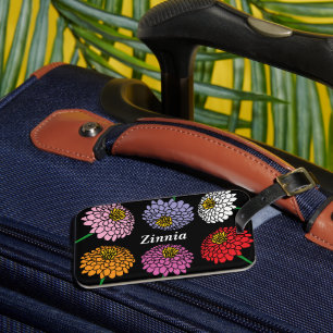 Étiquette À Bagage Cute Zinnia jardin fleur dessin sur mesure voyage