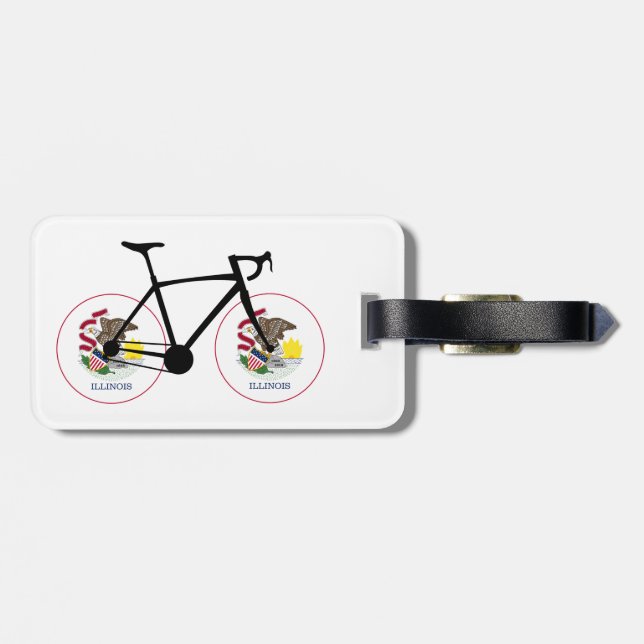 Étiquette À Bagage Cyclisme sous le drapeau de l'Illinois (Dos horizontal)