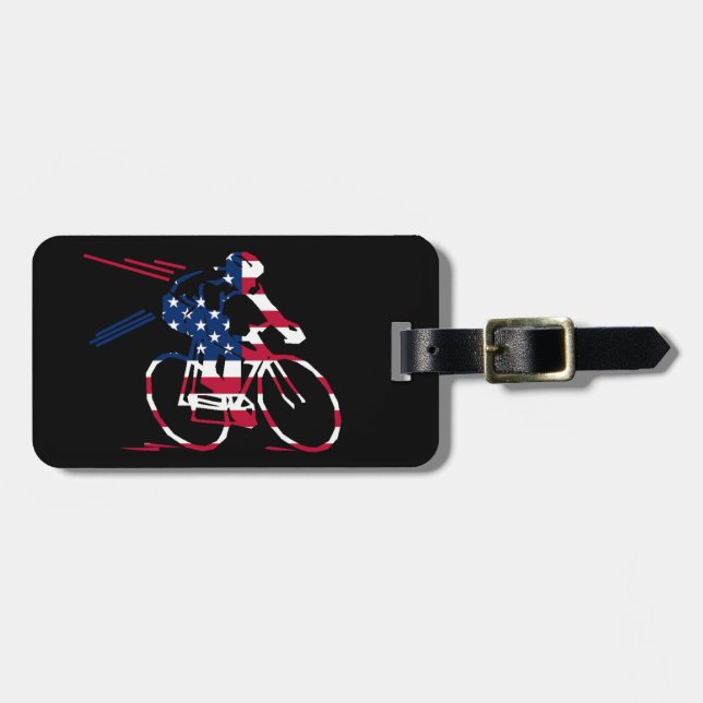 Étiquette À Bagage Cycliste USA (Devant horizontal)