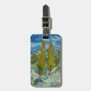 Étiquette À Bagage Cyprès de Van Gogh - Ciel bleu tourbillonnant Art