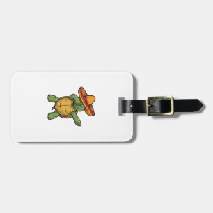 Étiquette À Bagage Dabbing Tortue Sombrero Vintage Vector Design_1