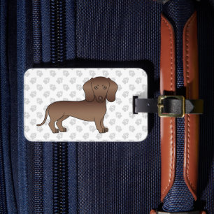 Étiquette À Bagage Dachshund à poil court au chocolat Dessin animé de