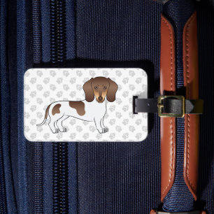 Étiquette À Bagage Dachshund à poil court chocolat et tan & pattes