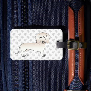 Étiquette À Bagage Dachshund à poil lisse crème Dessin animé de chien