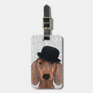 Étiquette À Bagage Dachshund avec Casquette Black Bowler
