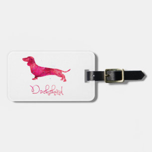 Étiquette À Bagage Dachshund - Design aquarelle