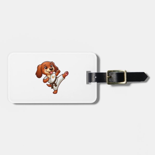 Étiquette À Bagage Dachshund karaté arts martiaux (Devant horizontal)