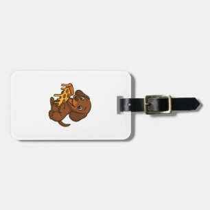Étiquette À Bagage Dachshund mignon dessin animé pizza pizza amateur