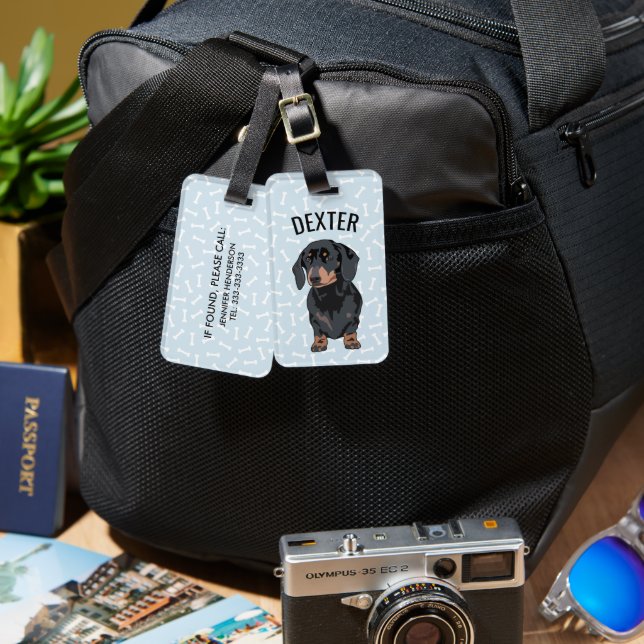 Étiquette À Bagage Dachshund pour animal de compagnie personnalisé |  (Recto & Verso)