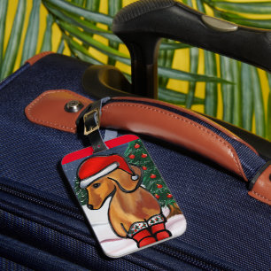 Étiquette À Bagage Dachshund rouge