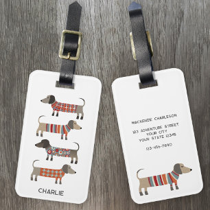Étiquette À Bagage Dachshund Saucisse Chien Nom Personnalisé