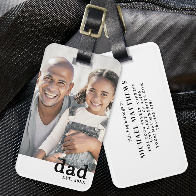 Étiquette À Bagage Dad Personalized Photo (Dad Established Personalized Photo Luggage Tag)