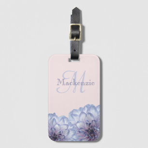 Étiquette À Bagage Dahlia fleurs lilac blush monogramme personnalisé