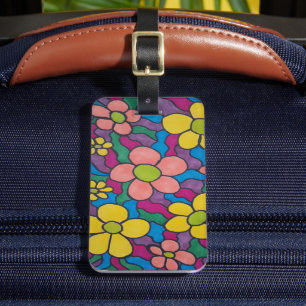 Étiquette À Bagage Daisies rétro Impression colorée