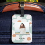 Étiquette À Bagage Daisy floral boho rétro orange bleu<br><div class="desc">Daisy floral boho rétro oeuf de canard orange bleu turquoise design cadeau photo.</div>