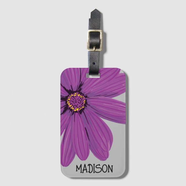 Étiquette À Bagage Daisy tendance Floral Illustration Nom personnalis (Devant Vertical)