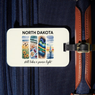 Étiquette À Bagage Dakota du Nord - Lacs et Prairies - Lumière