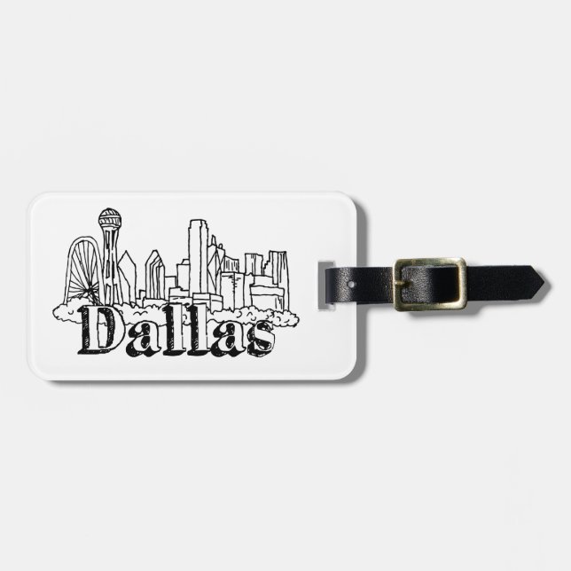 Étiquette À Bagage Dallas Skyline Art Design Dallas Skyline Design (Devant horizontal)