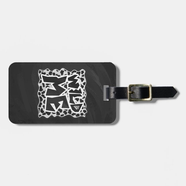 Étiquette À Bagage Dalmatie noir et blanc avec moi sauvage (Devant horizontal)