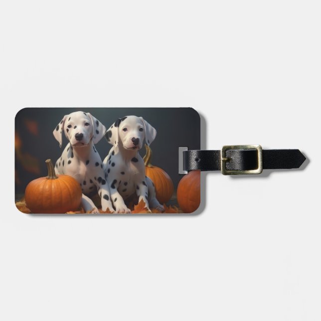 Étiquette À Bagage Dalmatien chiot Automne Délice Citrouille (Devant horizontal)