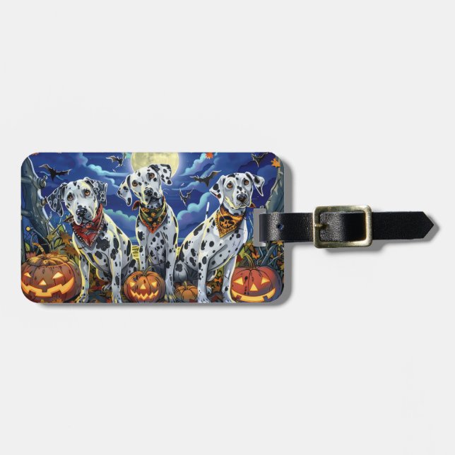 Étiquette À Bagage Dalmatien Halloween Épouvantable (Devant horizontal)