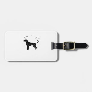 Étiquette À Bagage Dalmatien Halloween Lune Silhouette Classique