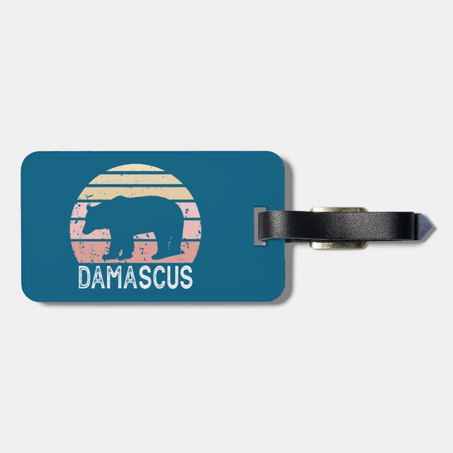 Étiquette À Bagage Damas Virginia Retro Bear (Dos horizontal)