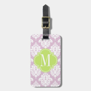 Étiquette À Bagage Damassé pourpre lilas élégante personnalisée