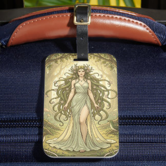 Étiquette À Bagage Dame de fantaisie dans une forêt enchantée