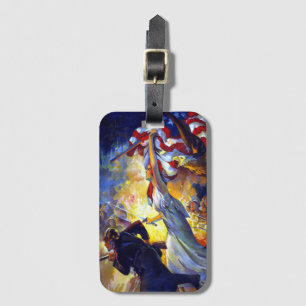 Étiquette À Bagage Dame de la Liberté patriotique vintage Drapeau amé