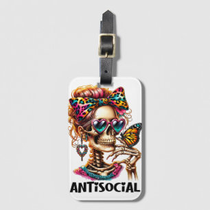 Étiquette À Bagage Dame de squelette antisociale