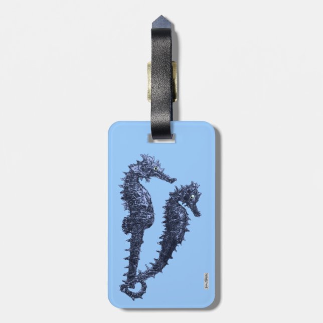 Étiquette À Bagage Danse Des Chevaux De Mer (Bleu) (Dos Vertical)