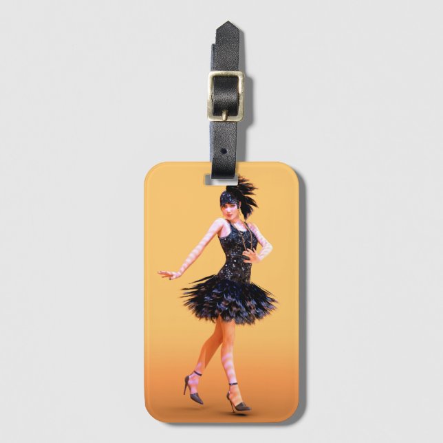Étiquette À Bagage Danse Flapper Vintage (Devant Vertical)