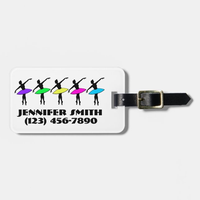 Étiquette À Bagage Danseur de ballet Ballerina Personnalisé Neon Tutu (Devant horizontal)