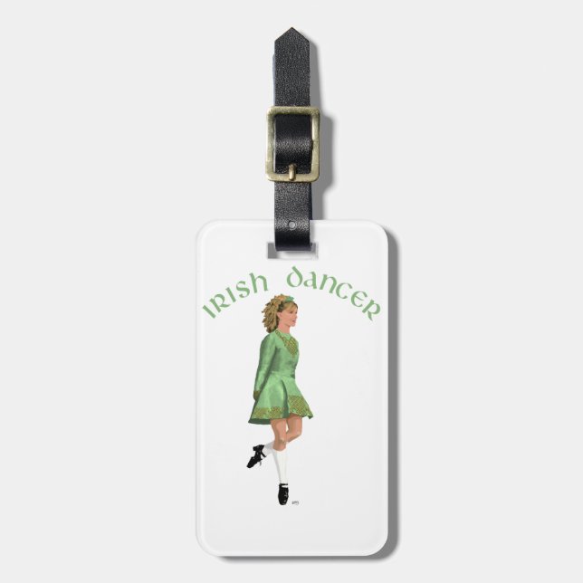 Étiquette À Bagage Danseuse de step irlandais - Vert (Devant Vertical)