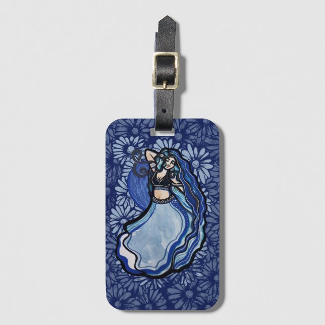 Étiquette À Bagage Danseuse du ventre bleue                           (Devant Vertical)