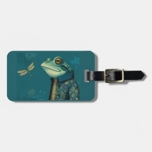 Étiquette À Bagage Dapper Frog & Dragonfly - Animal Vintage Surréalis