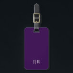 Étiquette À Bagage Dark purple And white I Modern Monogram<br><div class="desc">This modern luggage tag design features a rich dark purple background,  with your initials in bold white text for a look that is simple and stylish,  yet professional.</div>