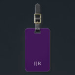 Étiquette À Bagage Dark purple And white I Modern Monogram<br><div class="desc">This modern luggage tag design features a rich dark purple background,  with your initials in bold white text for a look that is simple and stylish,  yet professional.</div>
