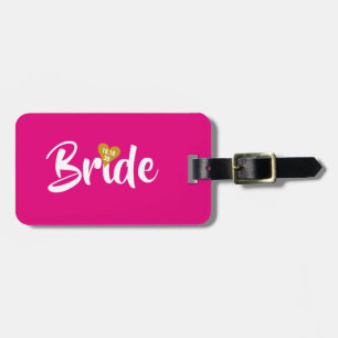 Étiquette À Bagage Date Mariée Or Cœur Personnalisé