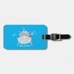 Étiquette À Bagage Dauphin de dessin animé kawaii heureux mignon
