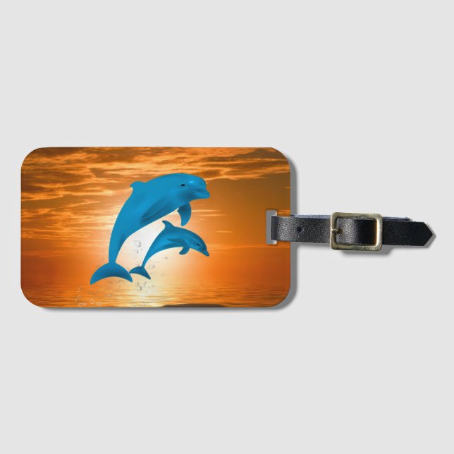 Étiquette À Bagage Dauphins (Devant Horizontal)