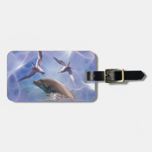 Étiquette À Bagage Dauphins et oiseaux de plongée
