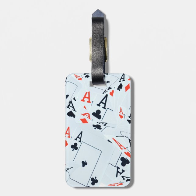 Étiquette À Bagage "Deck of Destiny : Layered Aces in a Poker Shuffle (Dos Vertical)
